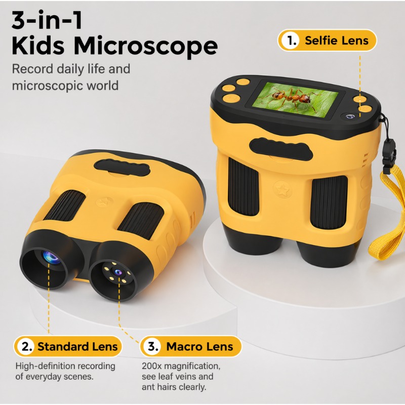 Kids Toys Top View - Cámara de Microscopio Digital 4K 1000X