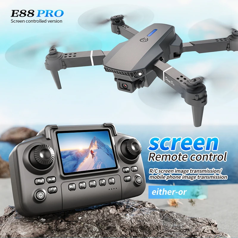 Kids Toys Helicopter - Dron profesional E88 PRO con pantalla