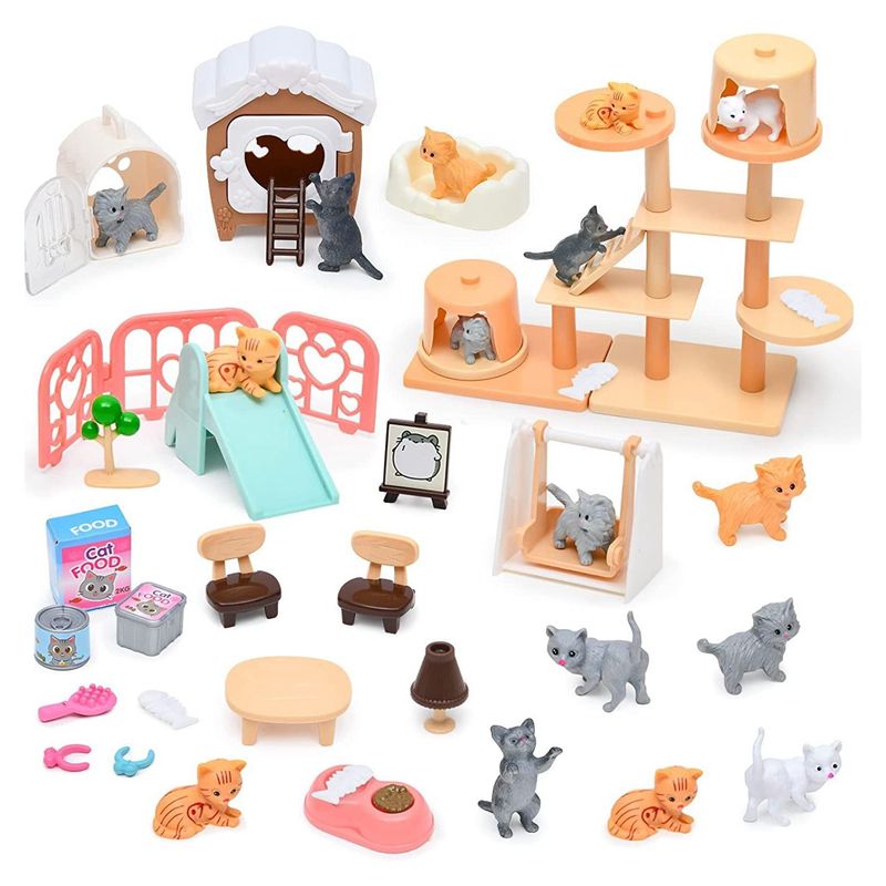 Dollhouse Furniture Set - Juego de piezas para gatos y