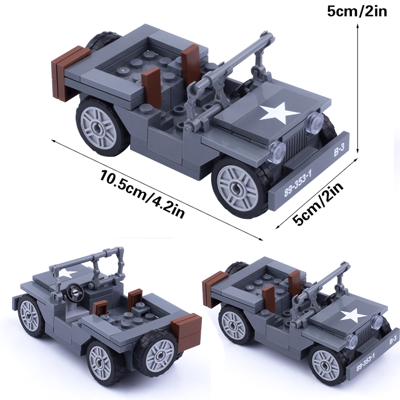 Kids Toys Jeep - Bloques de construcción MOC WW2 para