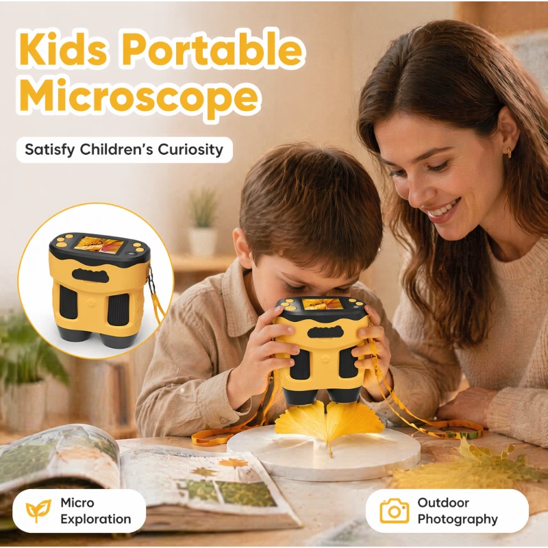 Kids Toys Top View - Cámara de Microscopio Digital 4K 1000X