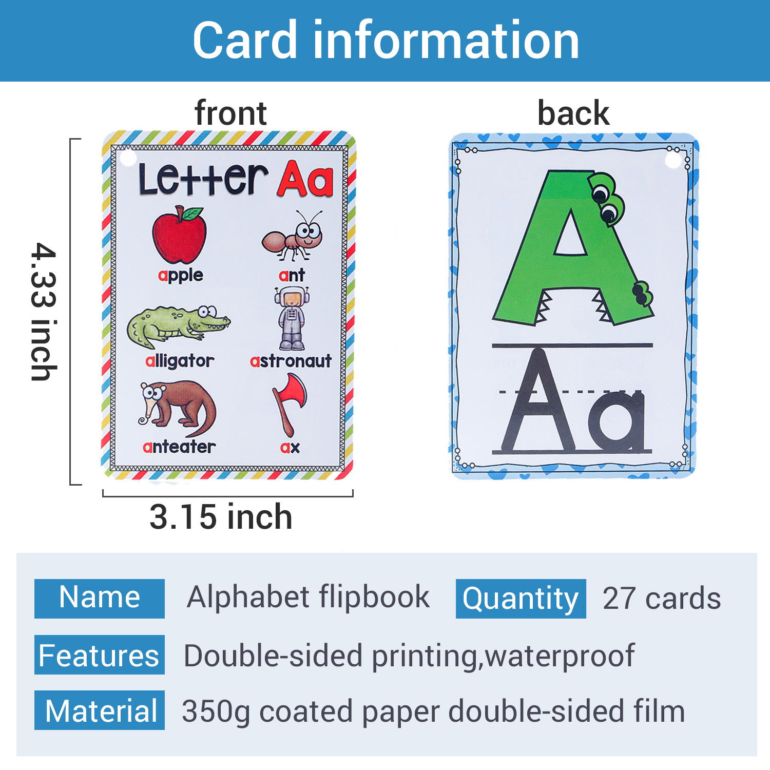 Bview Art English 26 letras al - Educational Flash Card reseña y precio