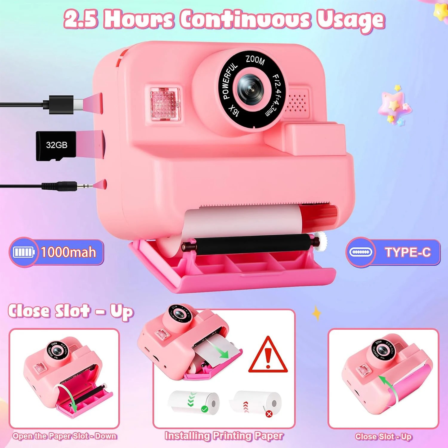 Nueva cámara de impresión inst - Kids Toys Top View reseña y precio