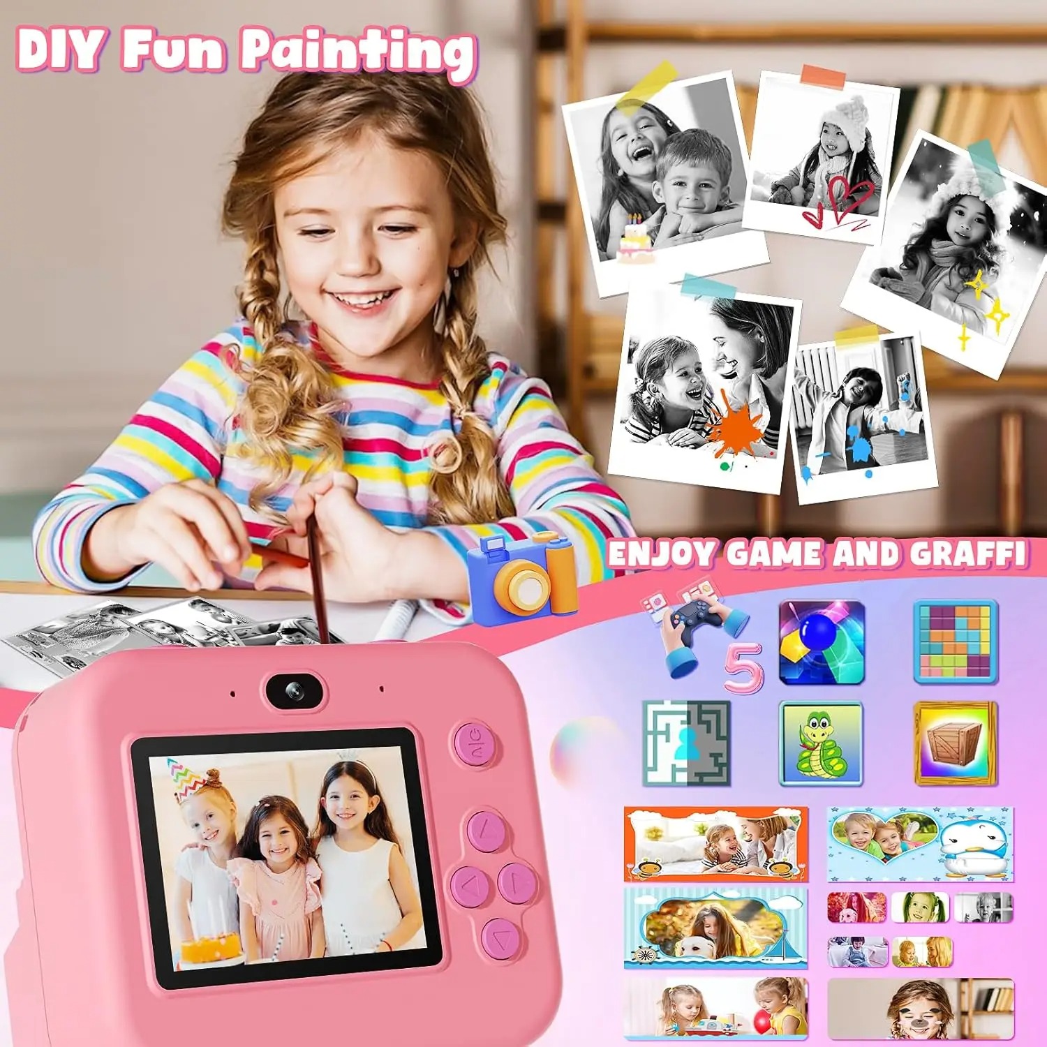 Nueva cámara de impresión inst - Kids Toys Top View reseña y precio